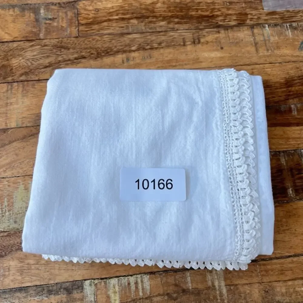 Vintage Cotton White Tablecloth 49 x 52